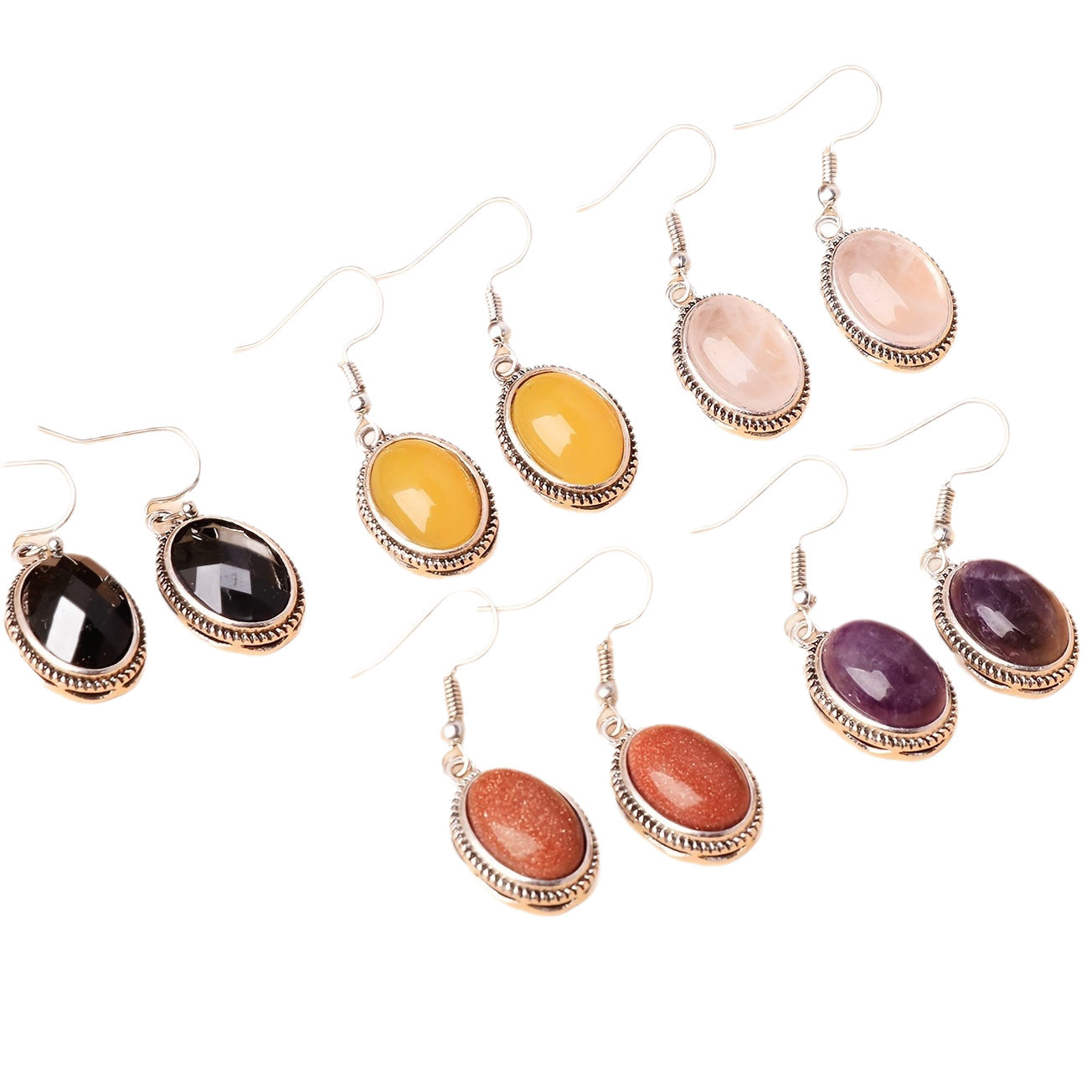 Women's Gemstone Simple Temperament Alloy Fashion Personalized Eardrops Earrings