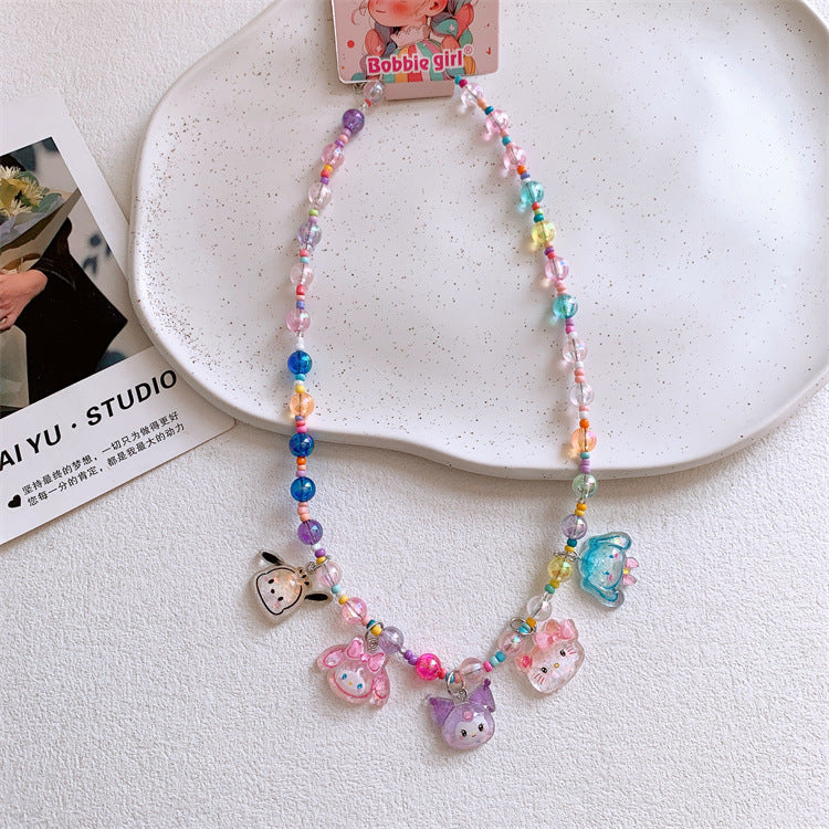 Children's Cartoon Princess Colorful Beaded Short Jewelry Necklaces