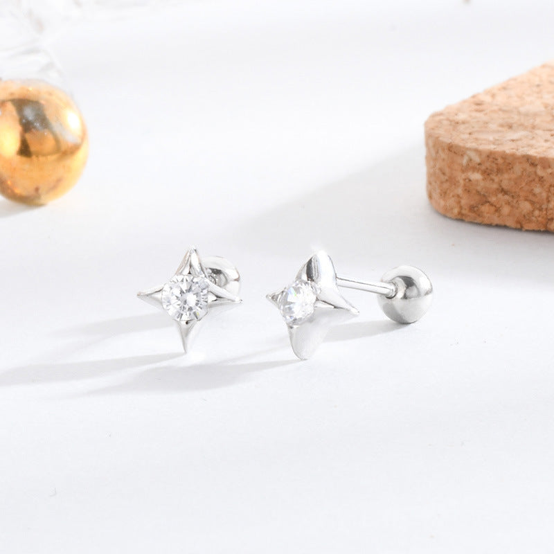 Women's Fungus Bone Nail Minimalist Star Twist Earrings