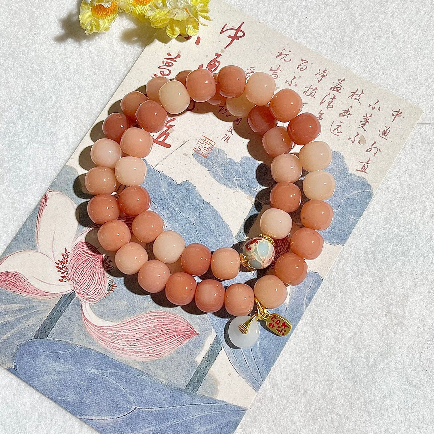 Women's & Men's Pink Lady Bodhi Seeds Hand-held Cultural Bracelets