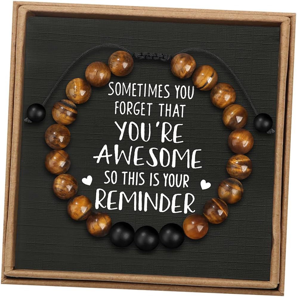 Men's Stone Tiger Eye Woven Adjustable Beaded Bracelet