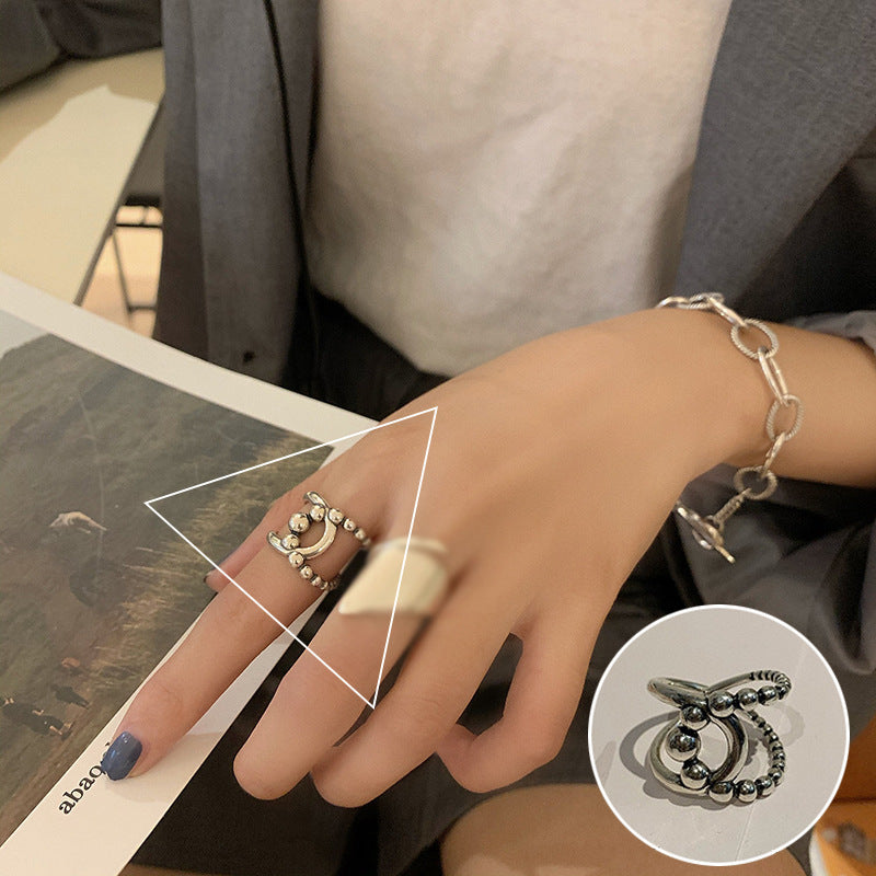 Female Retro Fashion High-key Dignified Opening Ring