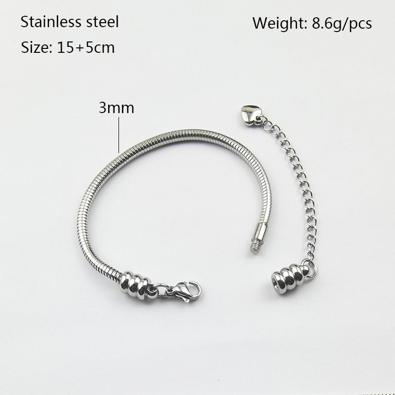 Women's & Men's Metal Stainless Steel Waterproof Colorfast Snake Bone Wear Chain Pan Bracelet
