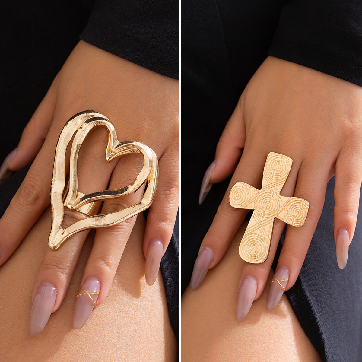 Sweet Cool Style Metal Big Love Rings