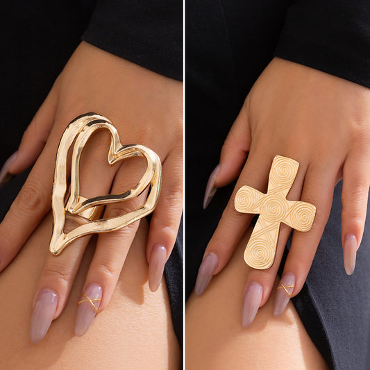Sweet Cool Style Metal Big Love Rings