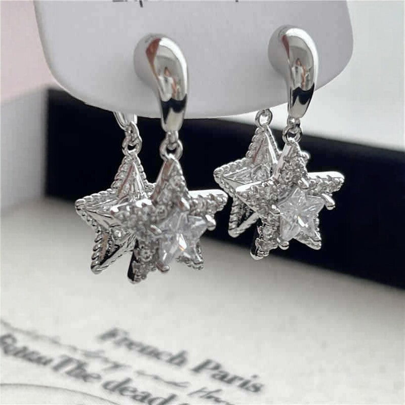 Women's Sense Graceful Fashionable Personalized Five-pointed Star Ear Earrings