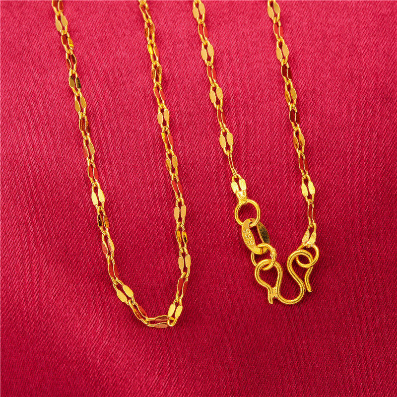 Women's Placer Gold Gold-plated Water Wave Chain Necklaces