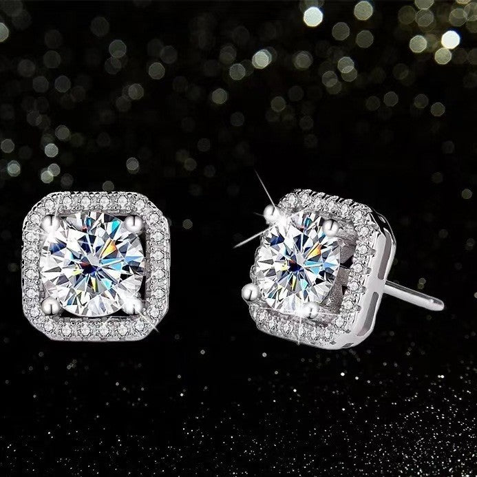 High Carbon Diamond Full Round Bag Four Earrings