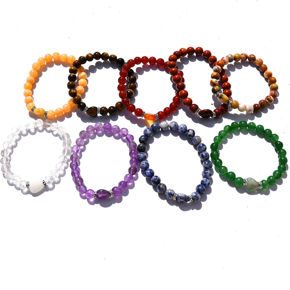 Agate Amethyst Yard Love Heart Tigereye Head Bracelets