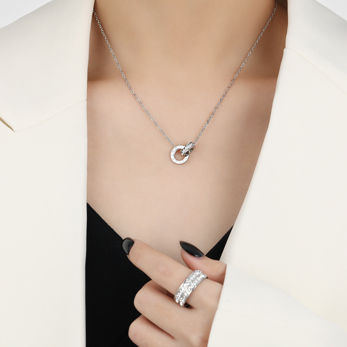 Women's Personality Affordable Luxury Roman Numerals Double Fashion Simple Necklace
