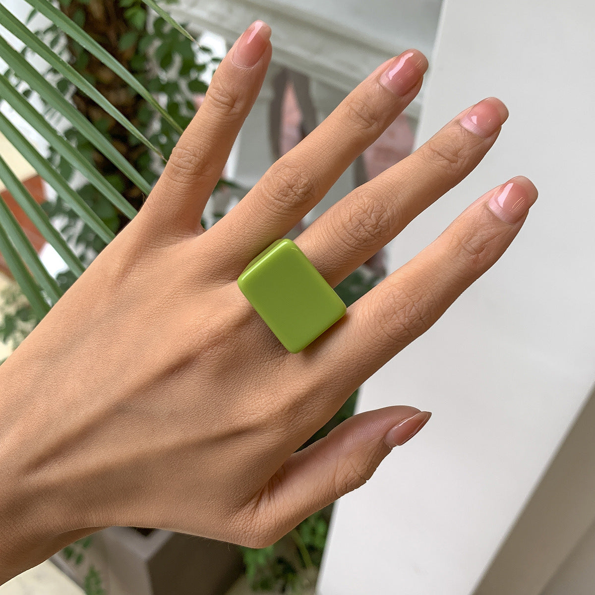 Colorful Acrylic Simple Fashionable Geometric Square Rings