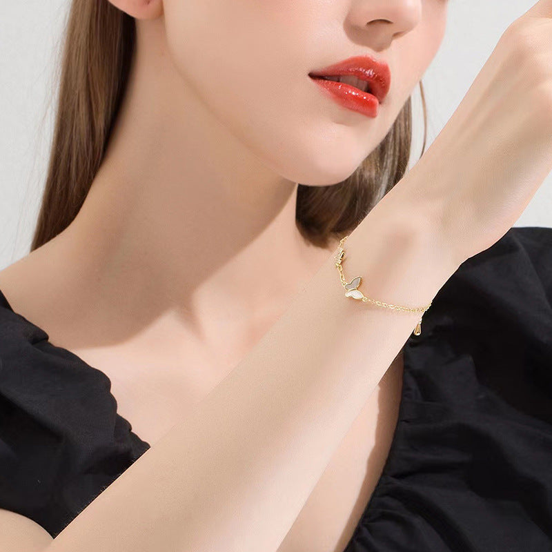 Women's Shell Butterfly Korean Style Electroplated Real Gold Couple Girlfriends Bracelet
