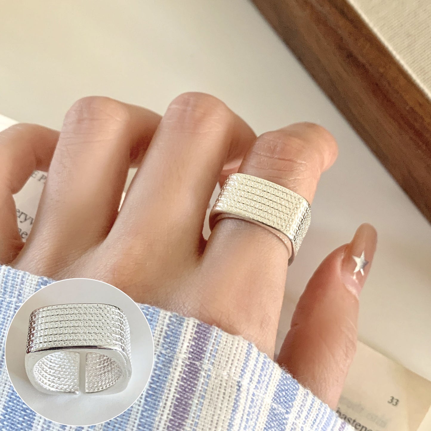 Roman Numeral Female Retro Fashion Chain Open Hip Hop Ring