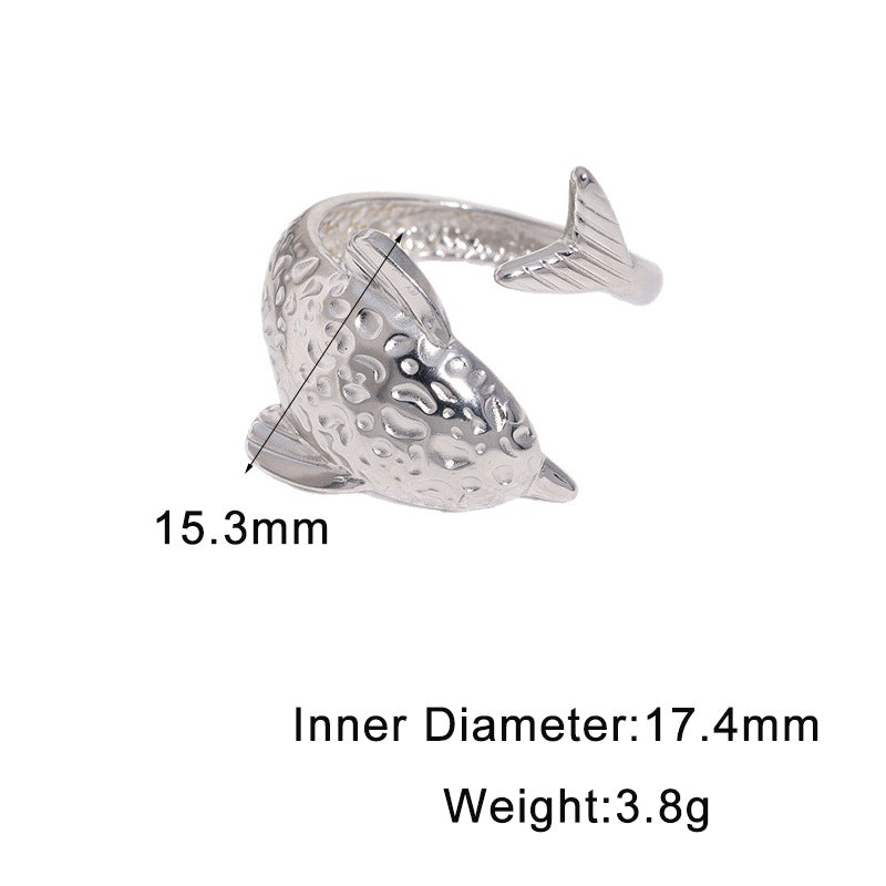 Style Dolphin Personalized Series Adjustable Niche Stainless Ring