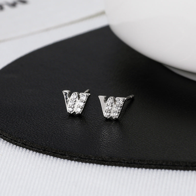 Women's Sier Alphabet Letter Trendy High-grade Temperament Earrings