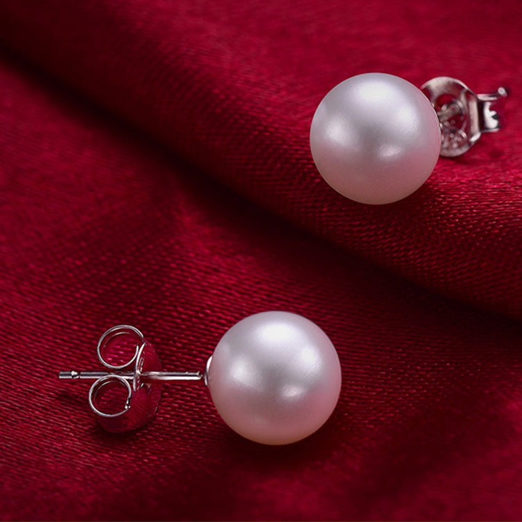 Women's Freshwater Perfect Circle Type Shell Pearls Ear Stud Earrings