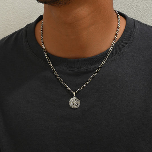 Men's Fashion Personality Simple Round Stainless Steel Necklaces