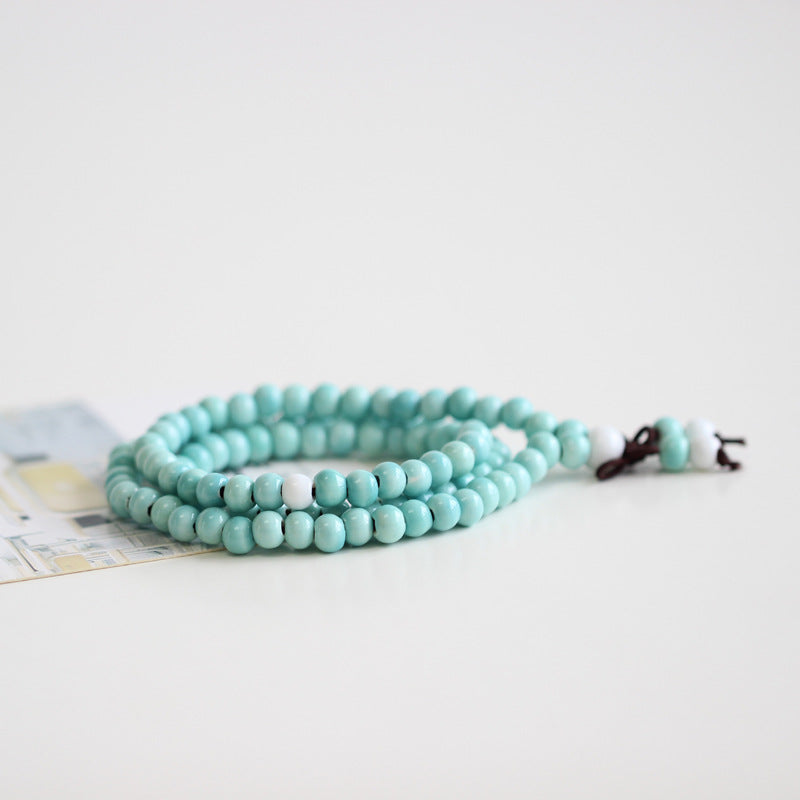 Women's & Men's Ethnic Style Ceramic Buddha Beads Long Bracelet