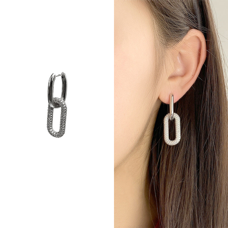 Simple Cold Style U-shaped With Multiple Wearing Methods Single Double Stud Earrings