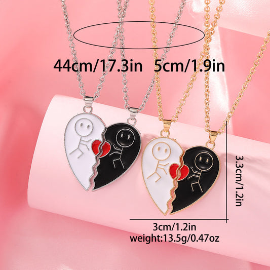 Personalized Stickman Love Couple Fashion Heart-shaped Necklaces