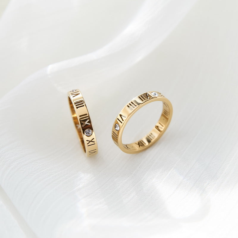 Digital Trendy Fashion Small Fresh Titanium Steel Rings