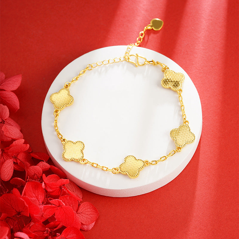 Women's Vietnam Placer Gold Four-leaf Clover No Color Fading Butterfly Bracelets