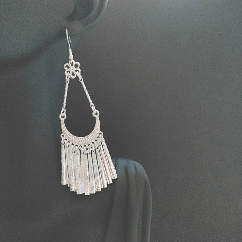 Chinese Lady Long Tassel All Match Earrings