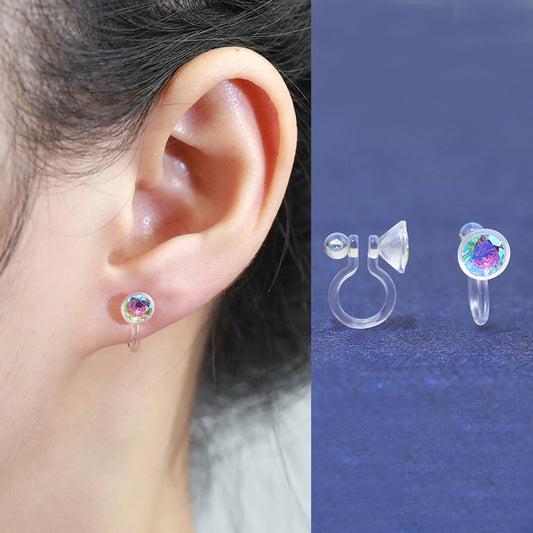 Small Color Zircon Ear Simple Resin Stud Earrings