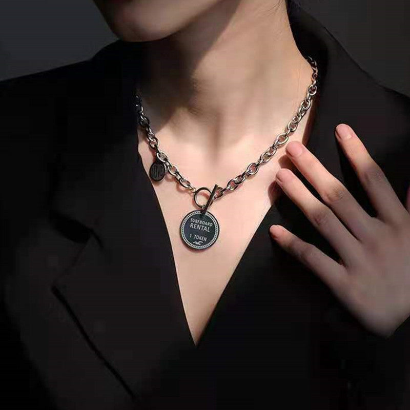 Women's & Men's Fashion Simple Titanium Steel Sweater Chain Personalized Hip Hop Necklace