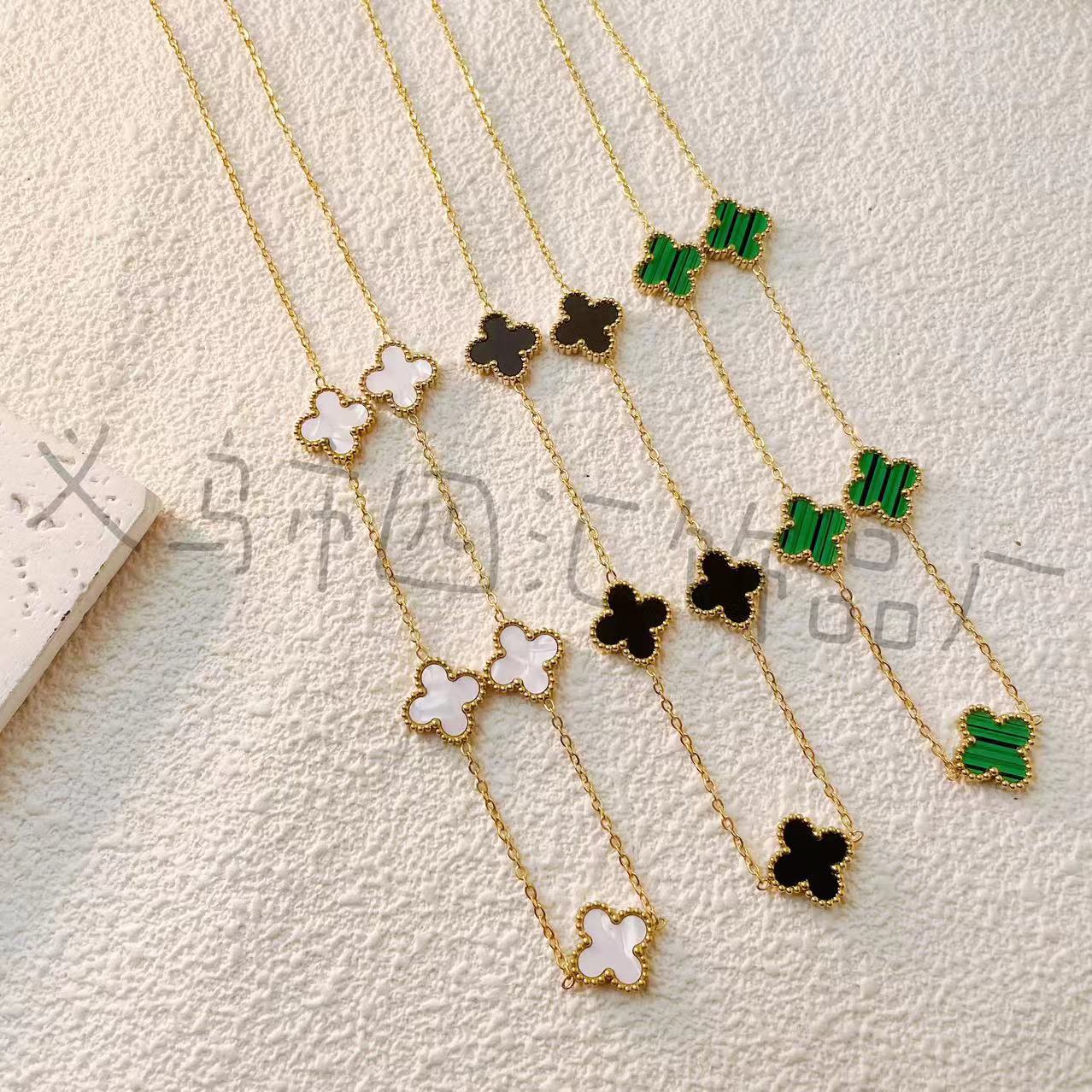 Women's Stainless Steel Double-sided Clover Plated Pork Necklaces