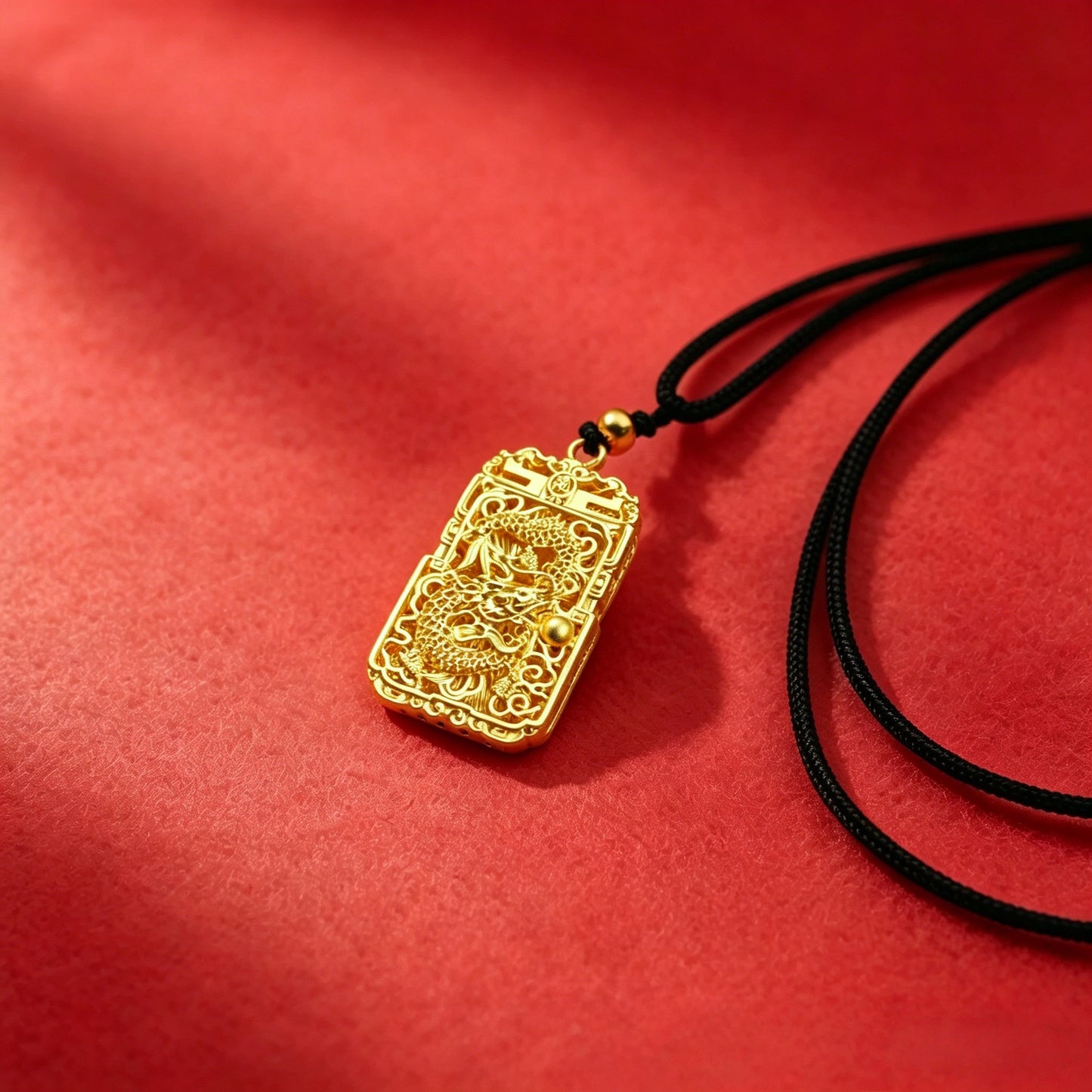 Longevity Lock Safety Hollow Bell Braid Rope Fu Female Golden Necklace