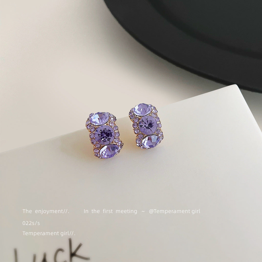 Simple Commute Geometry Pattern In Purple Stud Earrings