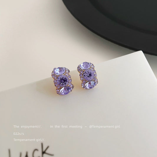 Simple Commute Geometry Pattern In Purple Stud Earrings