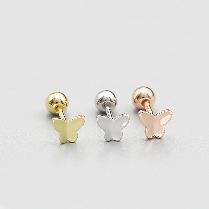Mini Butterfly Screw Twist Ball Simple Light Luxury Advanced Sense Earrings