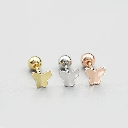 Mini Butterfly Screw Twist Ball Simple Light Luxury Advanced Sense Earrings