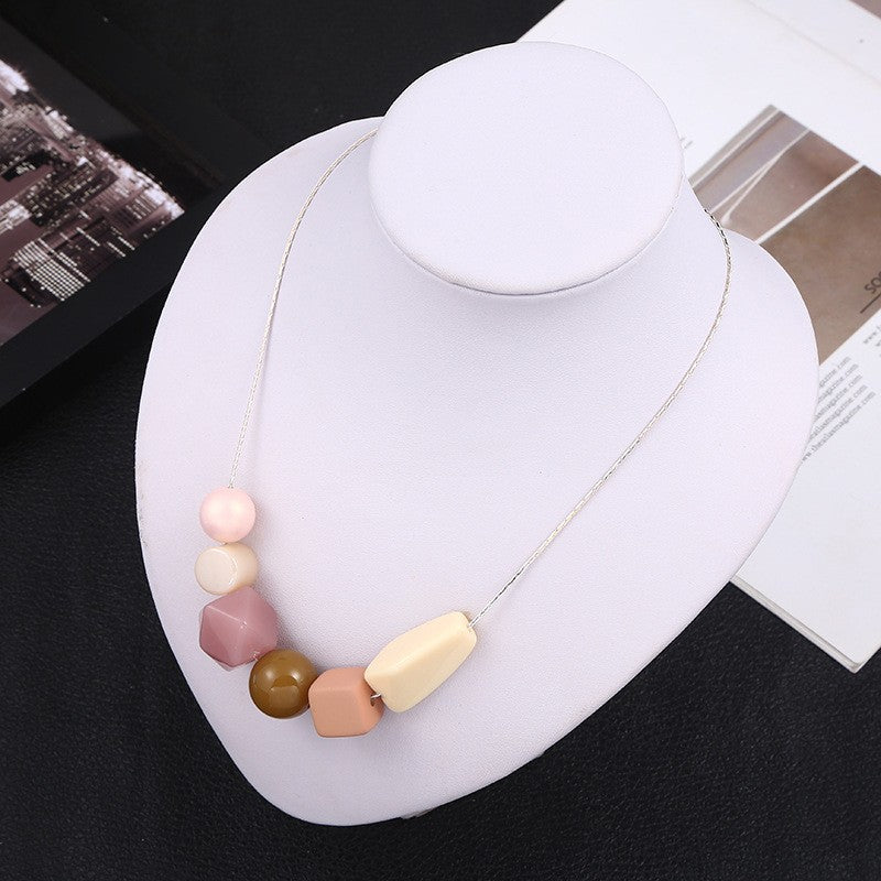 Women's Geometric Beaded Light Luxury Fashion Simple Clavicle Necklaces