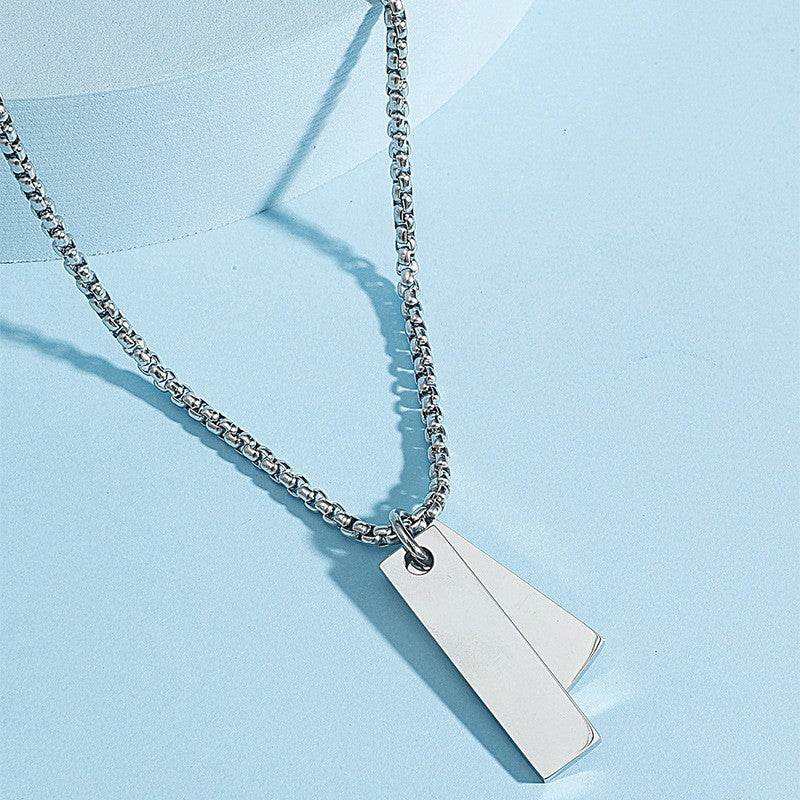 Steel Two-color Glossy Double Fashionable Simple Double-sided Necklace