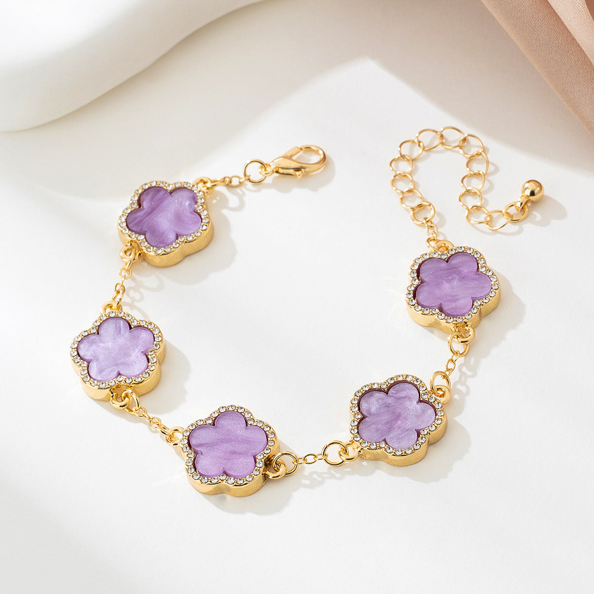 Fashion Elegant Lucky Five Petal Flower Female Bracelet