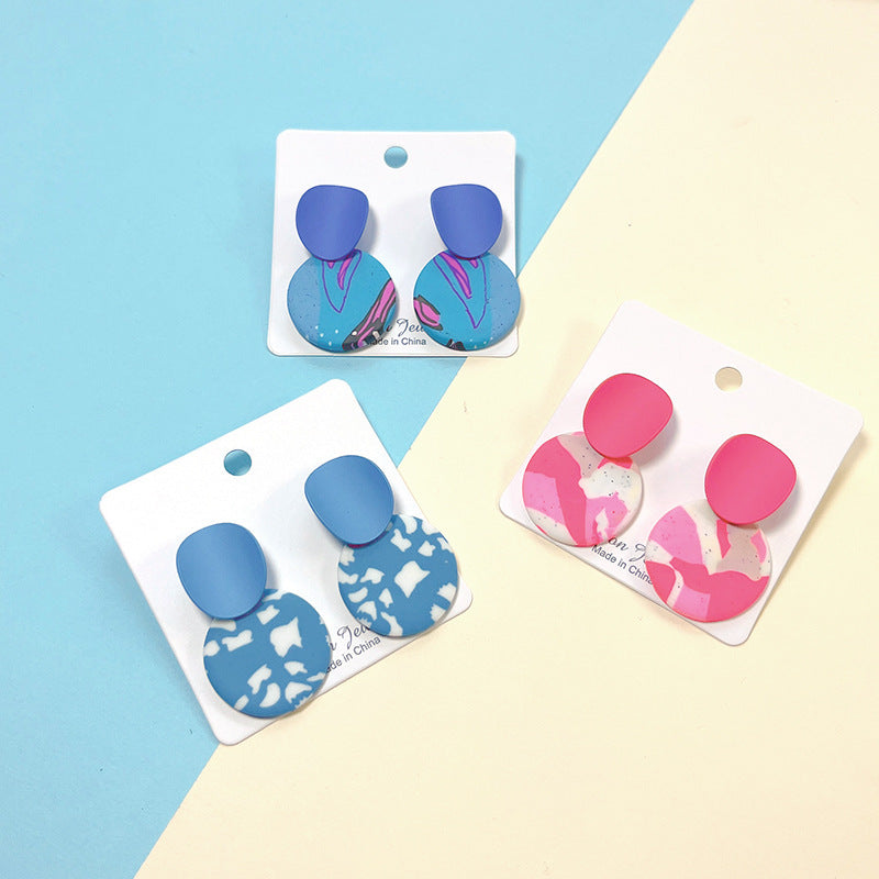 Women's Polymer Clay Small Cute Geometric Pattern Earrings