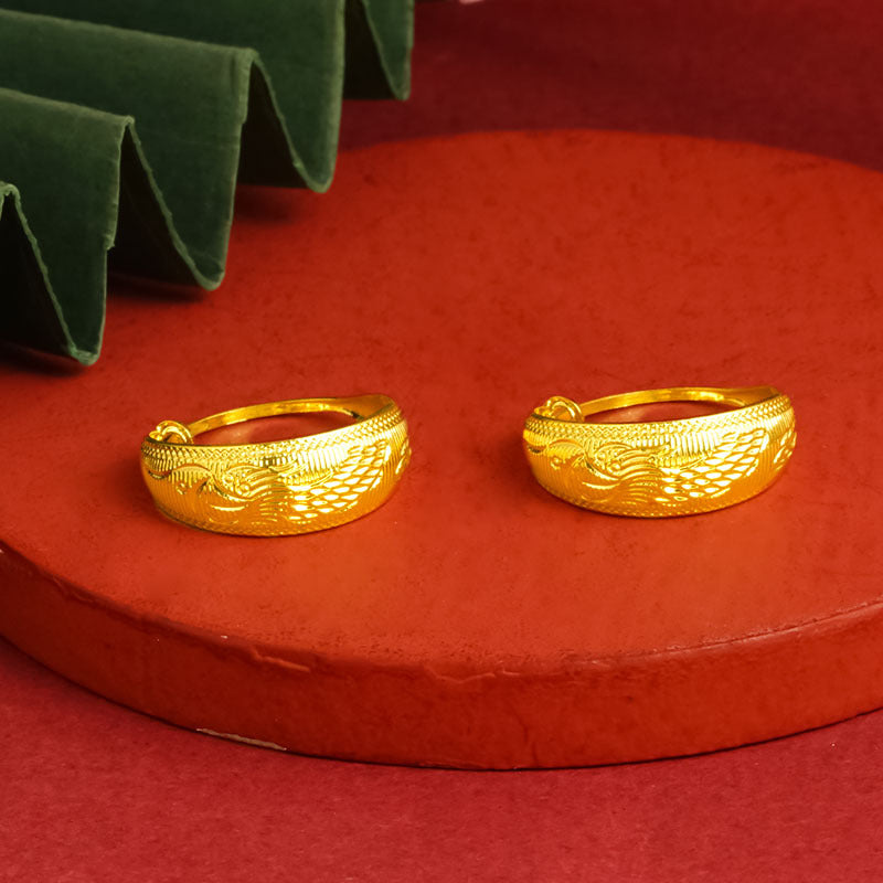 Classic Pouch Dragon Phoenix Ear Chinese Rings