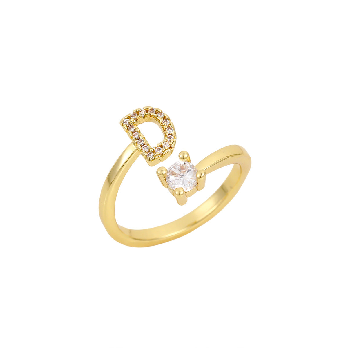 Gold Letter Open Male Female Personality Rings