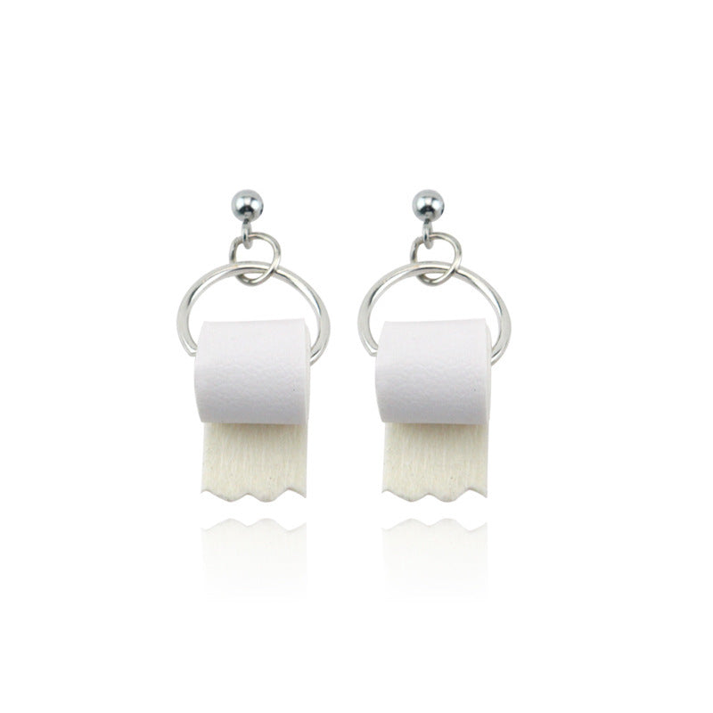 Pair Of Fashion Stylish Personalized Toilet Web Roll Stud Earrings