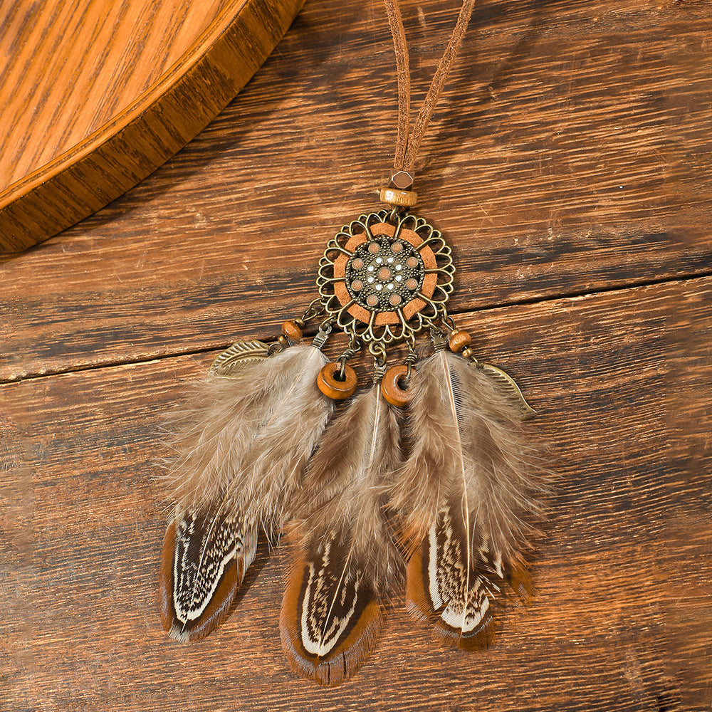 Sweater Chain Hand-woven Feather Scenic Spot Necklaces