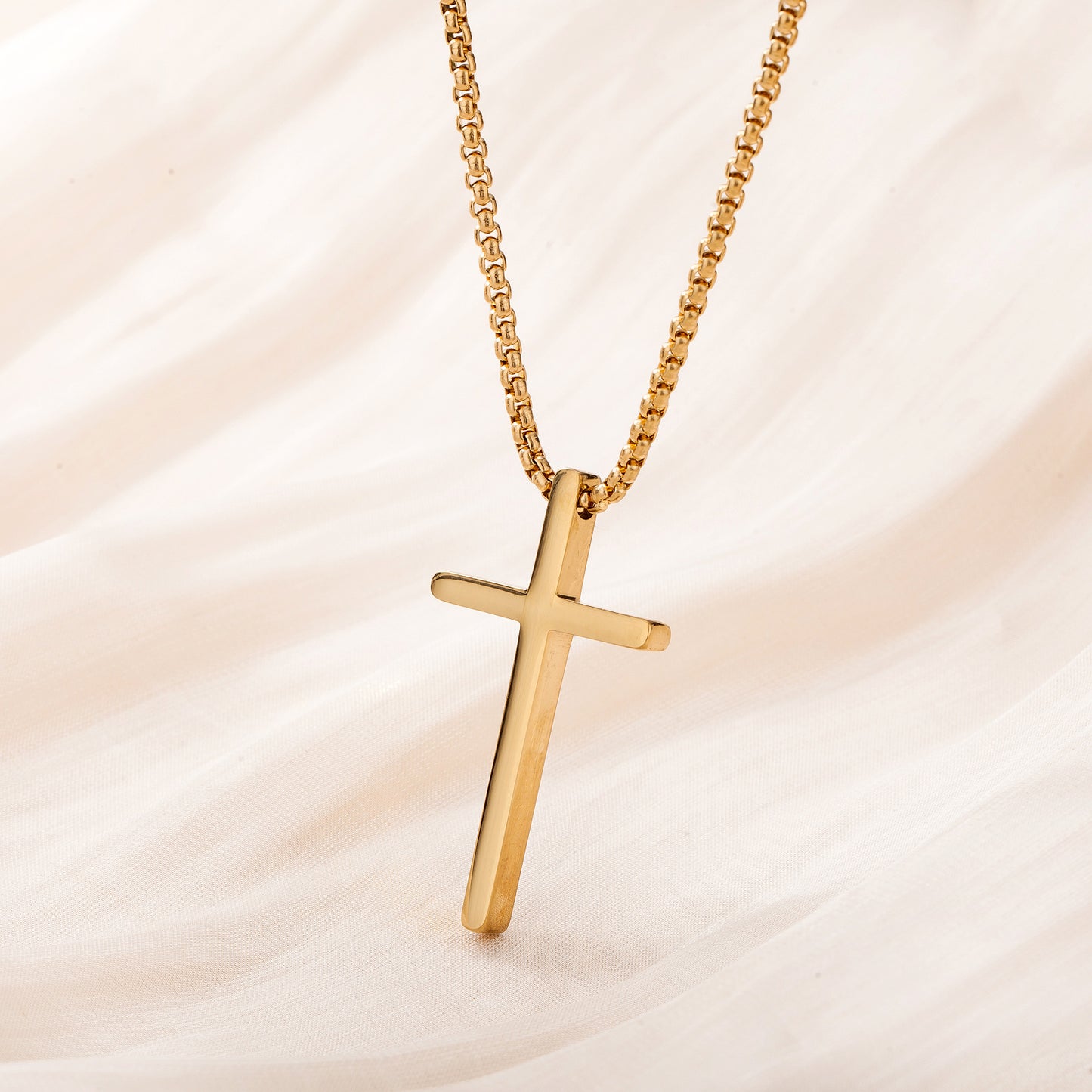 Men's Long Stainless Steel Sweater Chain Gold Plating Simple Geometric Necklaces