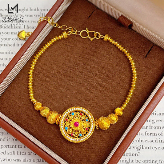 Live Broadcast Alluvial Gold Burning Blue The Eight Auspicious Symbols Bracelet