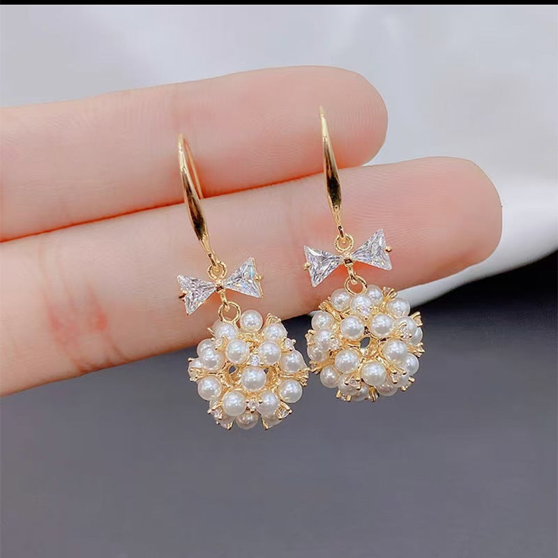 Elegance Pearl Zircon Female Personality High Sense Earrings
