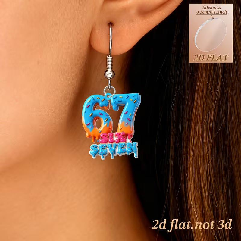Trendy Digital Acrylic Creative Cute English Earrings