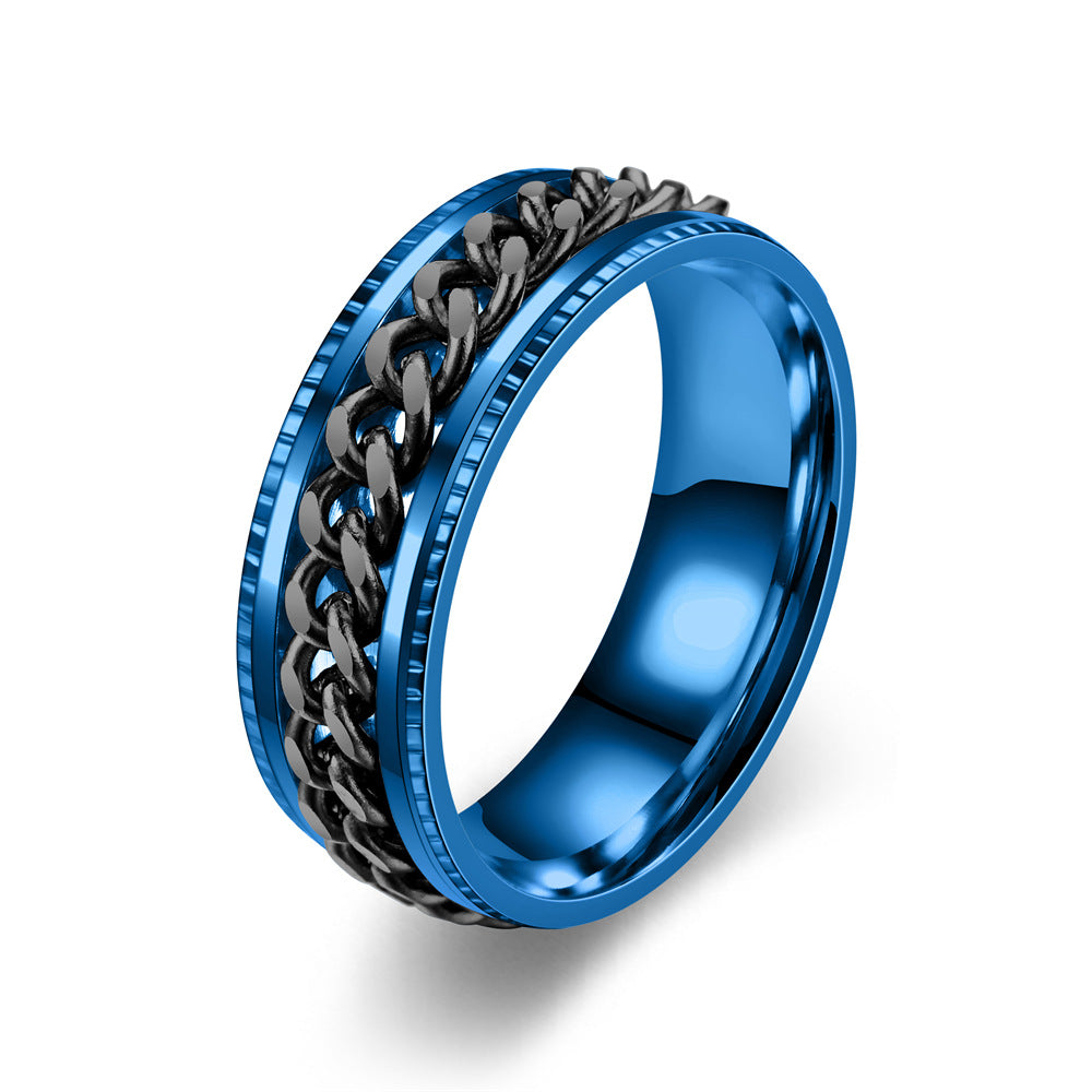 Women's & Men's Embossed Rotatable Chain Couple Rotating Diamond Rings