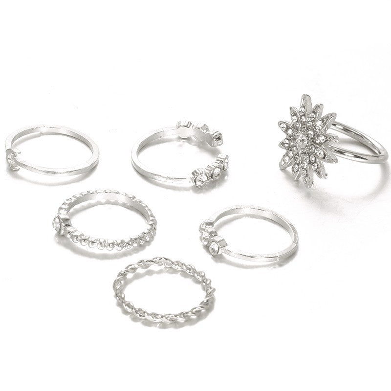 Combined Personality Sunflower Moon Spot Drill Rings