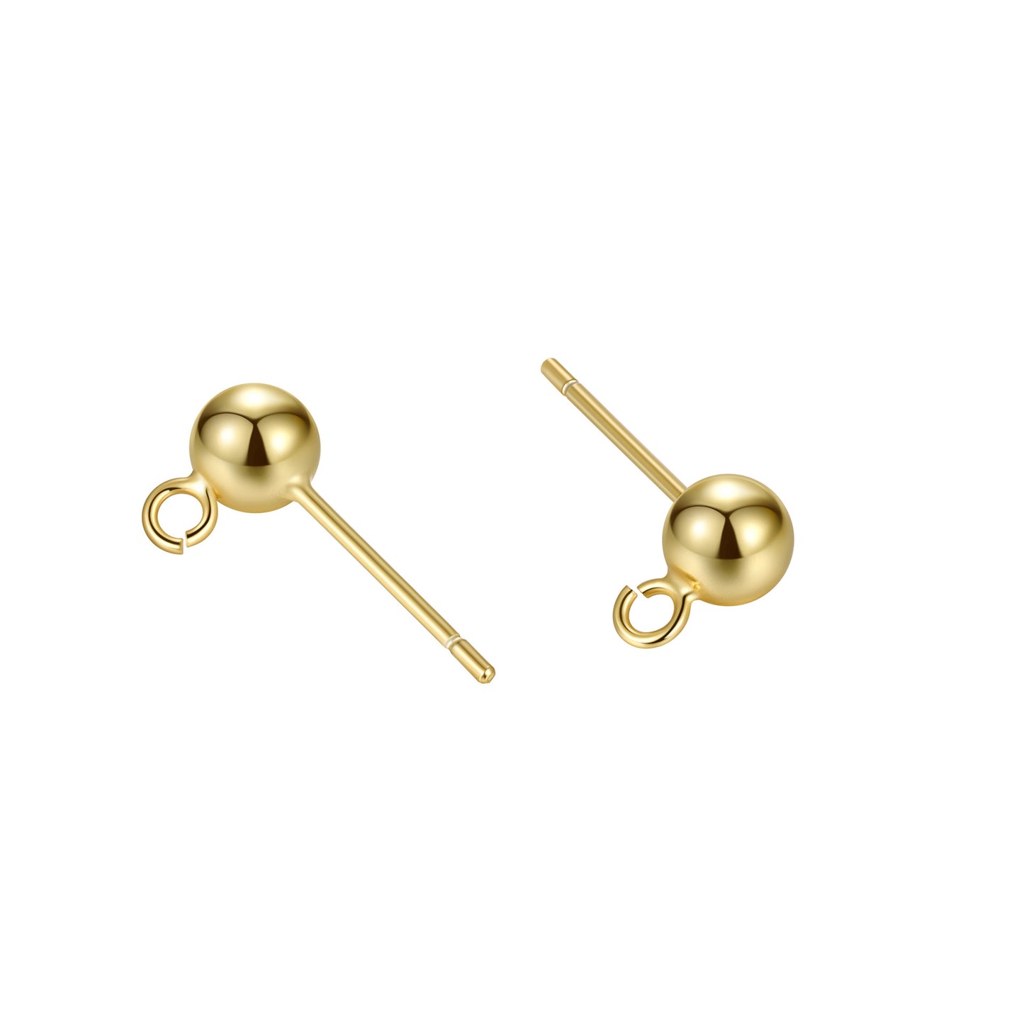 Women's Sterling Sier Plus Split Beanie Bead Gold Earrings